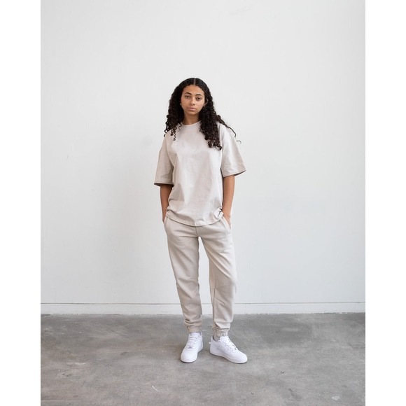 Hours Heavyweight Sweatpants Cream Joggers Mens Small Minimalist Streetwear - Picture 2 of 10